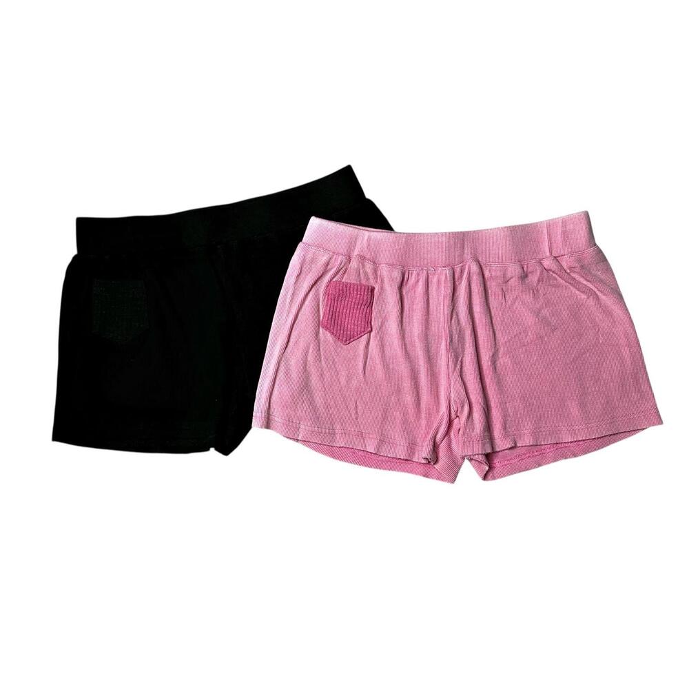 NWOT POL Terry Lounge Shorts Set - Black & Pink Women’s S